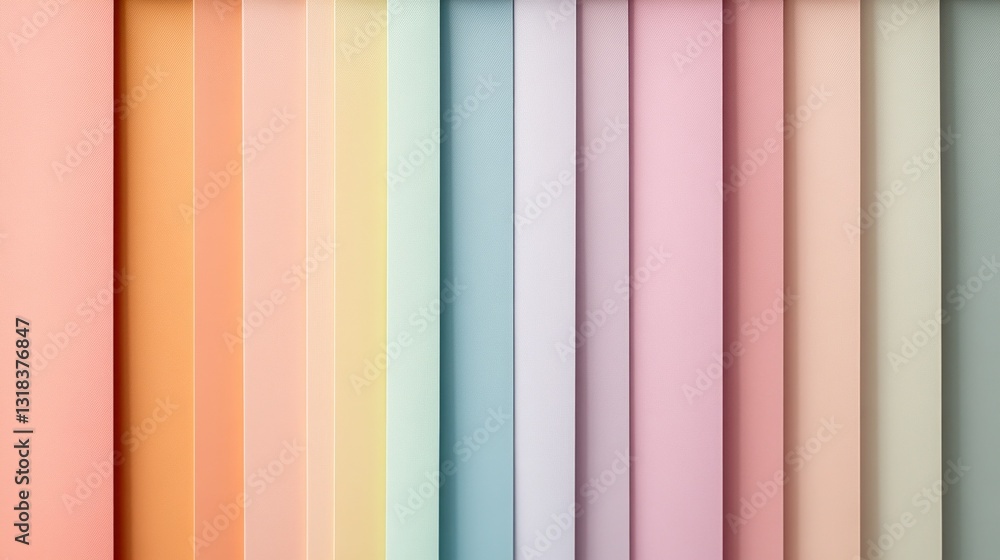 Poster rows of pastel colored paper sheets create a soft yet striking backdrop, inspiring creativity in an 