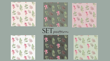 Set of vector seamless spring patterns