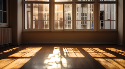 Fototapeta premium Retro Empty Room Reflected by Morning Light