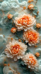 Traditional Chinese jade carving chrysanthemum illustration poster background