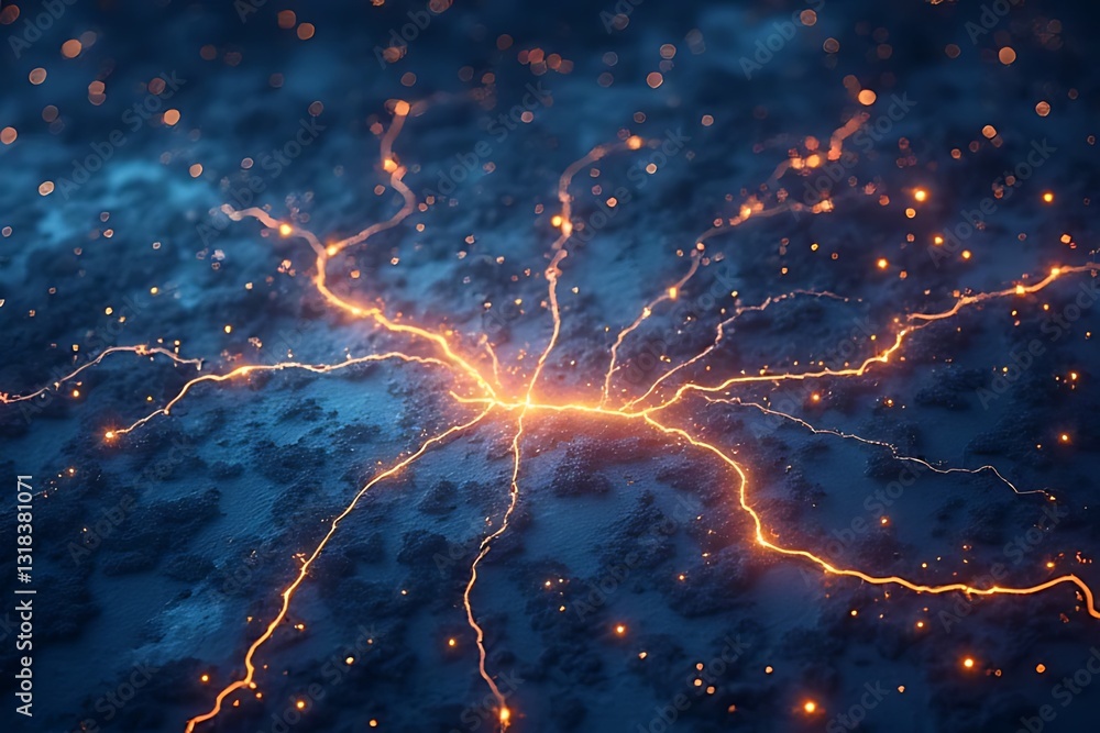 Aufkleber dynamic electric energy patterns abstract background digital art high-contrast colors close-up view 