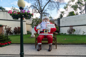 big statue of Santa Claus on the island of Madeira (Portugal)