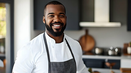 Naklejka premium Smiling Chef In Modern Kitchen