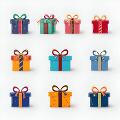 Gift box icon big set. Christmas gift icon. Surprise gift boxes collection. Stock vector