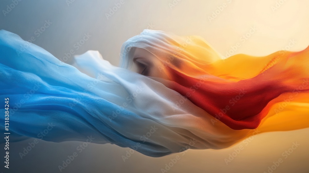 Poster abstract illustration depicting balanced motion and form arranged in a structured layout.
