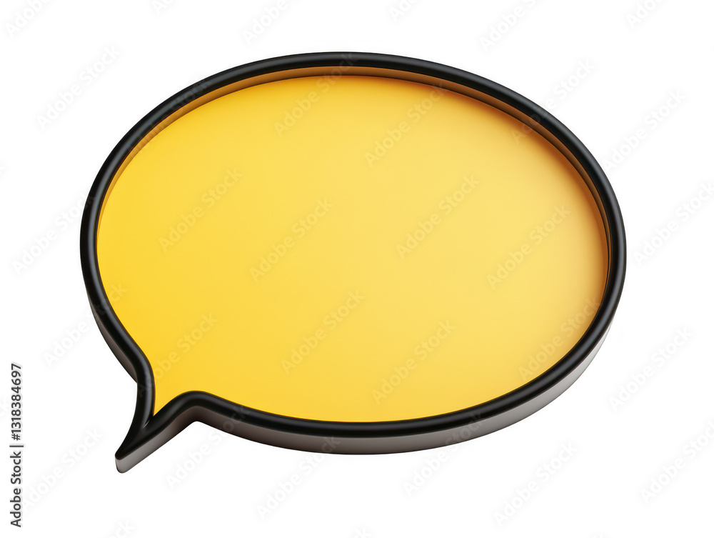 Poster yellow speech bubble with black outline, perfect for adding text or quotes. design is simple and ver