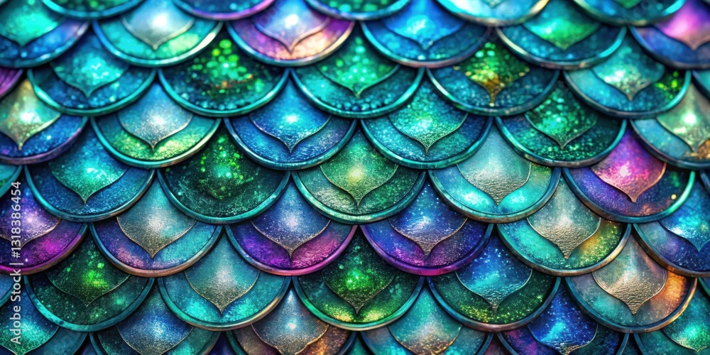 Leinwandbilder Shimmering iridescent scales with a mesmerizing texture and a vibrant color palette, creating a captivating visual spectacle