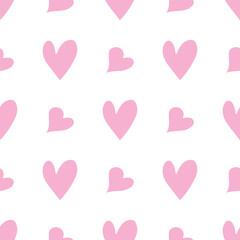 Seamless pattern with cute cartoon hearts. Valentines illustration