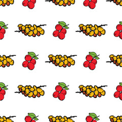 Seamless vector pattern with bright summer berries. Wallpaper, scrapbooking paper and wrapping paper design