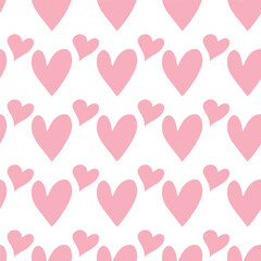 Seamless pattern with cute cartoon hearts. Valentines illustration