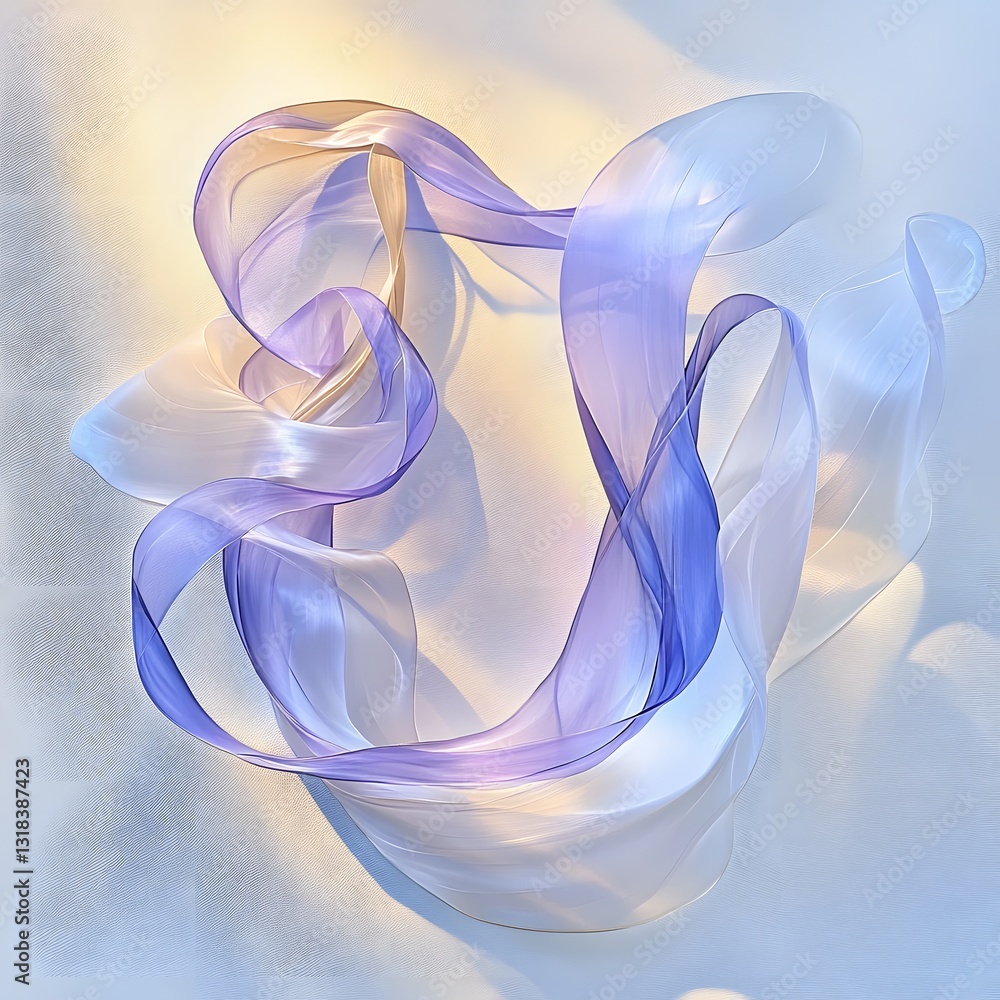 Sticker abstract blue smoke design features a colorful, smooth wave with swirling light and fractal patterns