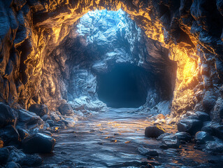 Mysterious Cave Entrance Fantasy Game Background