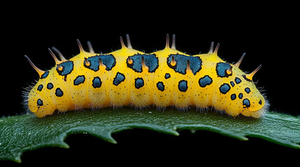 Close-up of a spiny caterpillar on a leaf