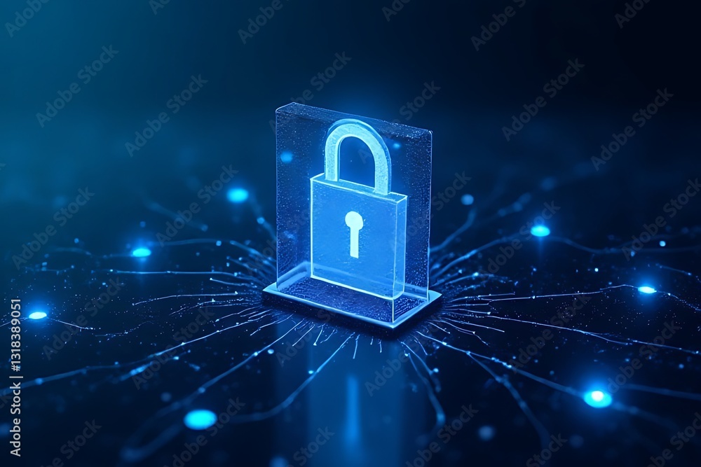 Aufkleber cybersecurity action protecting data with digital lock technology virtual environment graphic design