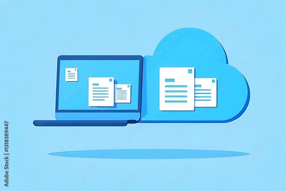 Aufkleber digital document management showcase cloud storage graphic design tech environment aerial view effic