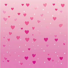 A pink gradient background in a simple, cartoonish style with bold outlines and minimal shading. Include subtle sparkles and small hearts around the edges Made with generative AI