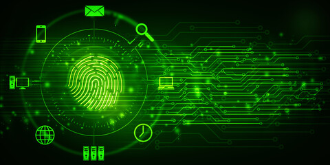 2d Illustration Fingerprint Scanning Technology Concept 
