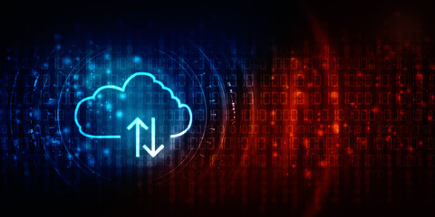 2d illustration uploading downloading arrow with cloud 