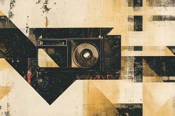 Beige geometric background combined with retro VHS style