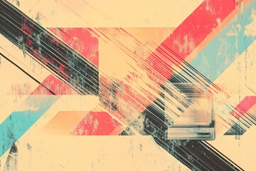 Obraz premium Beige geometric background combined with retro VHS style