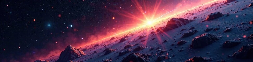 Fototapeta premium Comet passes by Earth's atmosphere, comet, celestial, space