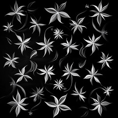 photo of basic white magical pattern on a black background Made with generative AI