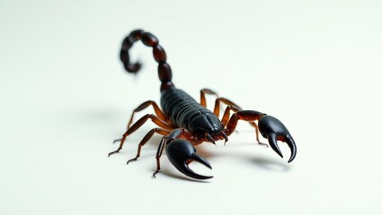 Asian forest scorpion detailed view on isolated background, Asian forest scorpion detailed view