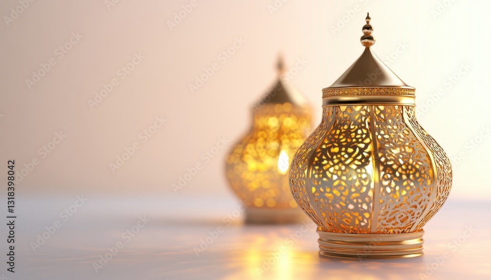 Aufkleber golden ornate lanterns with intricate patterns on a soft background