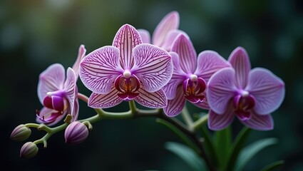 Obraz premium A detailed view of the vanda orchid variety in bloom at a wildlife park.