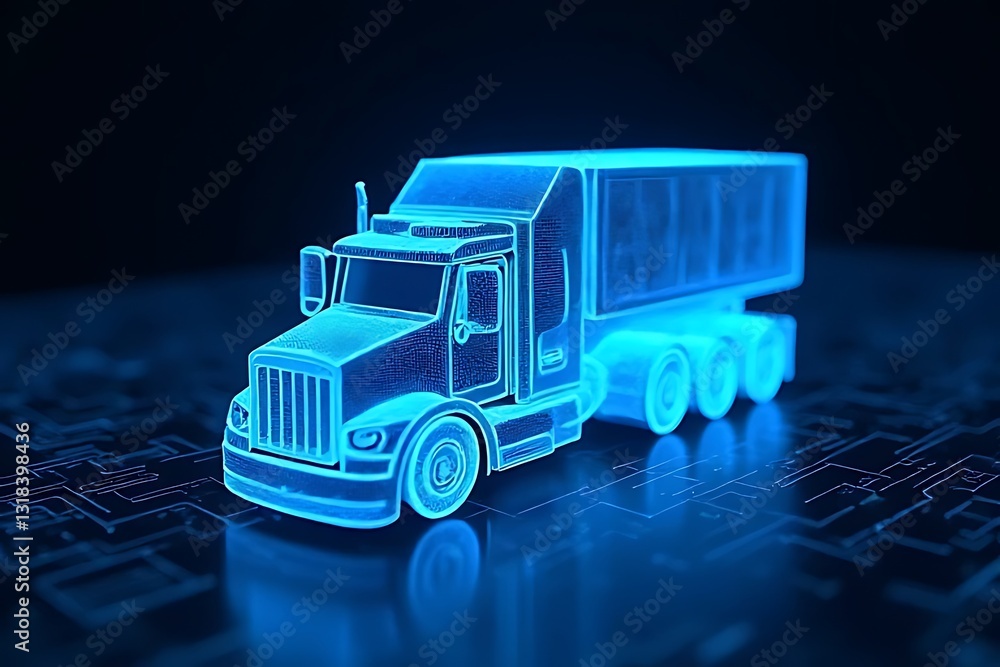 Aufkleber digital truck model showcase virtual environment 3d rendering technology high-tech concept