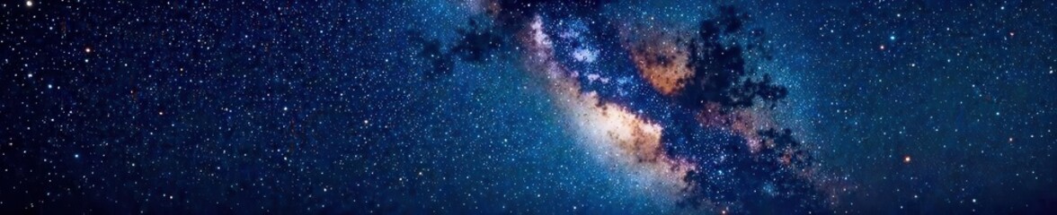 Obraz premium Dark vastness of night sky with twinkling stars and galaxies , stars, space, darkness