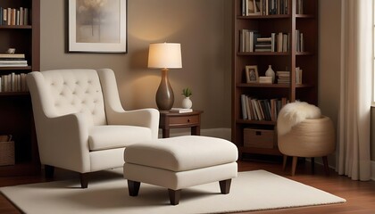 A cozy reading corner in a well furnished living room