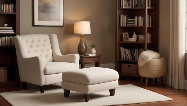 A cozy reading corner in a well furnished living room