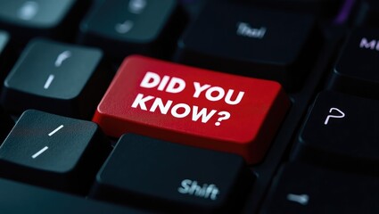 A "Did You Know" question is a phrase used to present a fact or piece of information that the speaker thinks might be surprising or interesting to the audience, illustrated with a text concept butt...