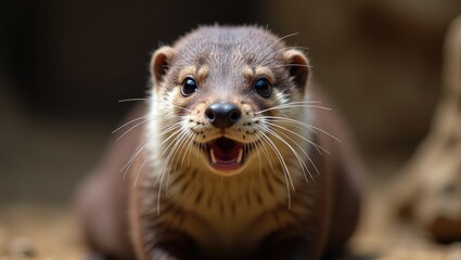 Asian small-clawed otter eagerly anticipating food