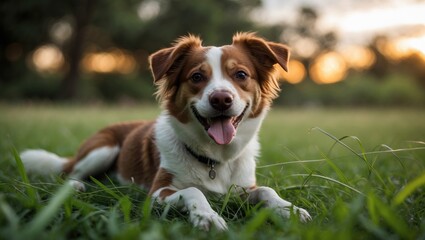 Charming dog breed during the evening.