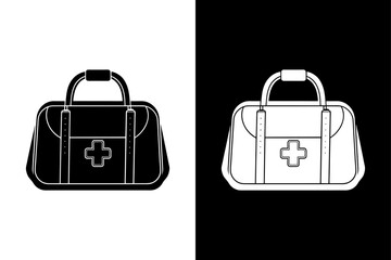 Emergency First Aid Bag Silhouette Ideal for Hospital & Clinic Graphics.