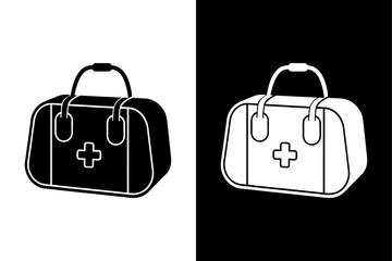 Emergency First Aid Bag Silhouette Ideal for Hospital & Clinic Graphics.