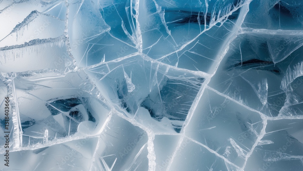 Poster abstract ice backdrop. blue backdrop featuring cracks in the ice surface.