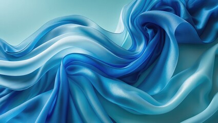 Obraz premium abstract wave fabric movement dynamic blue color over sky tone background