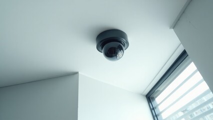 A review of surveillance cameras against a white backdrop. Security concept. Facial recognition. Program to search for criminals.