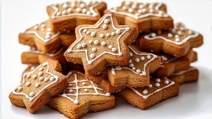 Sweet Holiday Gingerbread Cookies Decoration Food Display: Festive Christmas Cookie Biscuit Dessert Table with Gingerbread on Transparent Background