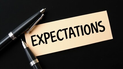 Colored writing instruments and a sheet of paper featuring the term Expectations, which denotes a strong belief that something will occur or be true.