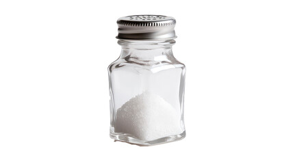 Glass salt shaker, Salt shaker on transparent background, top view