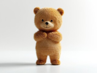 Obraz premium Adorable Brown Teddy Bear Plush Toy on White Background