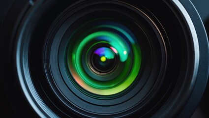 Close-up shot of a camera lens aperture. Film and photography theme.