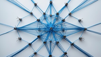 A vast array of pins linked with string. Communication, technology, network concept.