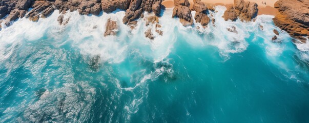 Obraz premium drone view of a rocky beach. Generative ai