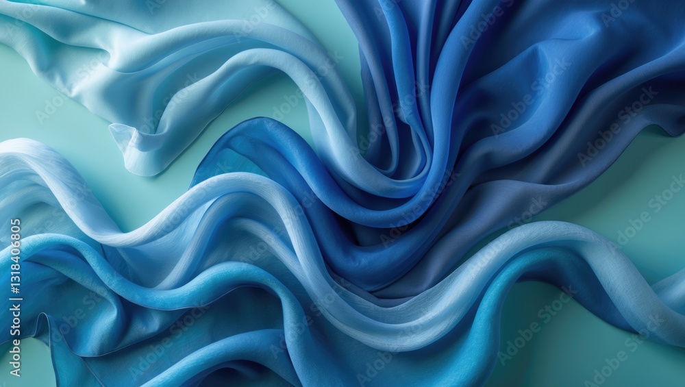 Canvas Prints abstract wave cloth movement dynamic blue color against sky tone background
