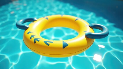 Close-up view of a yellow pool float in a swimming pool.